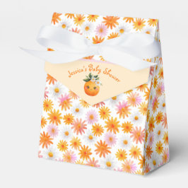 Kleine Süsse Orange Daisy Pattern Kinderdusche Geschenkschachtel