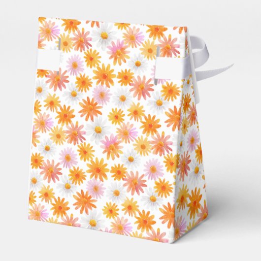 Kleine Süsse Orange Daisy Pattern Kinderdusche Geschenkschachtel (Rückseite)