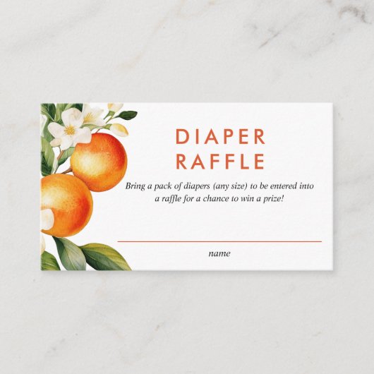 Kleine Süsse Orange Diaper Raffle Baby Dusche Begleitkarte (Vorderseite)