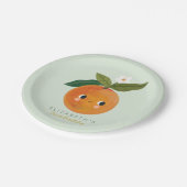 Kleine Süsse Orange Erster Geburtstag Pappteller (Schrägansicht)