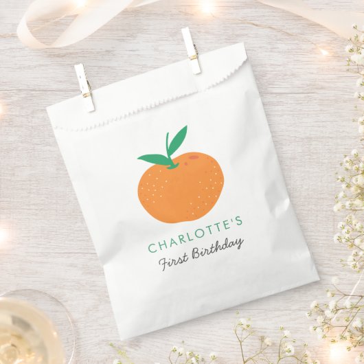 Kleine Süsse Orange First Birthday Gevor Tasche Geschenktütchen (Ausgeschnitten)