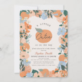 Kleine Süsse Orange Floral Baby Dusche Einladung (Vorderseite)