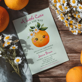 Kleine Süsse Orange Fruchtwasser Babydusche Einladung
