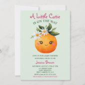 Kleine Süsse Orange Fruchtwasser Babydusche Einladung (Vorderseite)