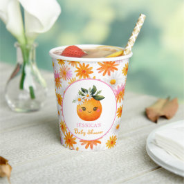 Kleine Süsse Orange Fruit Daisy Floral Baby Dusche Pappbecher