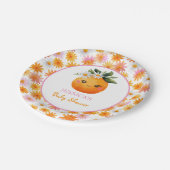 Kleine Süsse Orange Fruit mit Daisies Baby Dusche Pappteller (Schrägansicht)