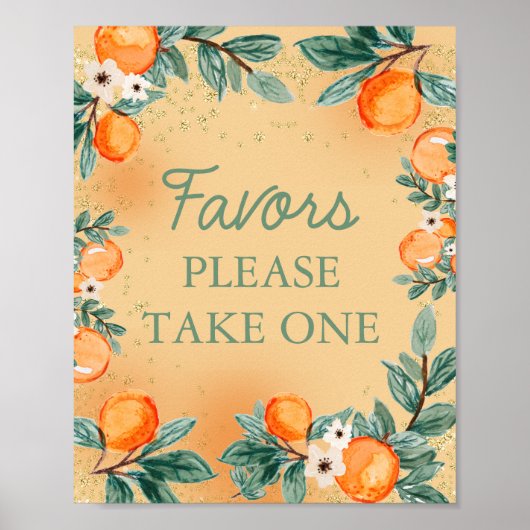 Kleine Süsse Orange Gastgeschenke Bitte nehmen Sie Poster (Vorne)