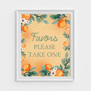 Kleine Süsse Orange Gastgeschenke Bitte nehmen Sie Poster