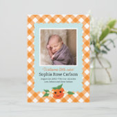 Kleine Süsse Orange Geburtserklärung Ankündigung (Stehend Vorderseite)