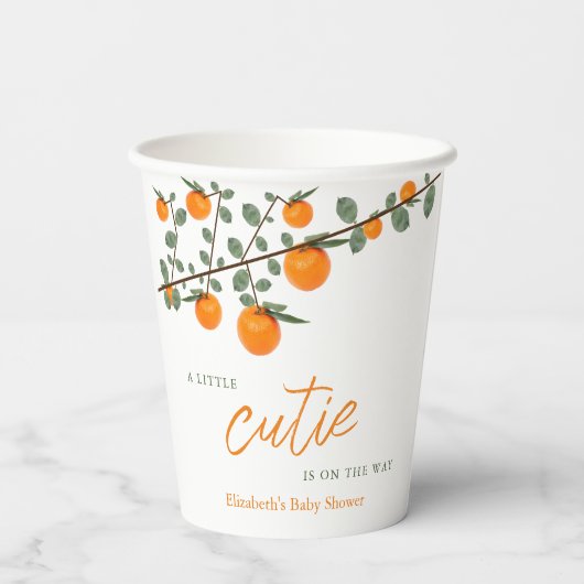 Kleine Süsse Orange Gender Neutral Baby Dusche Pappbecher (Rückseite)