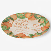 Kleine Süsse Orange Gender Neutral Baby Dusche Pappteller (Schrägansicht)