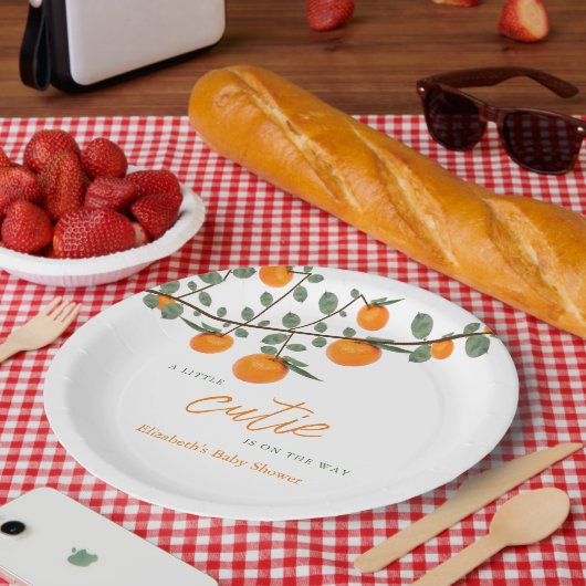 Kleine Süsse Orange Gender Neutral Baby Dusche Pappteller (Picknick)