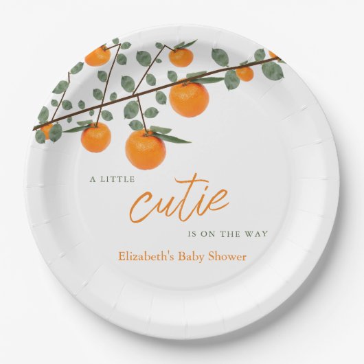 Kleine Süsse Orange Gender Neutral Baby Dusche Pappteller (Vorderseite)