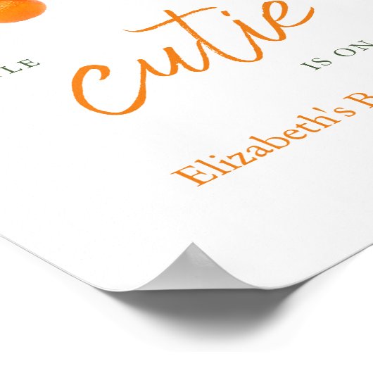 Kleine Süsse Orange Gender Neutral Baby Dusche Poster (Ecke)