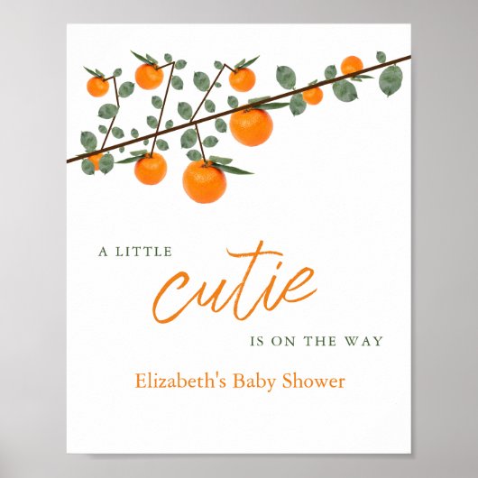 Kleine Süsse Orange Gender Neutral Baby Dusche Poster (Vorne)