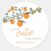 Kleine Süsse Orange Gender Neutral Baby Dusche Runder Aufkleber (Vorderseite)
