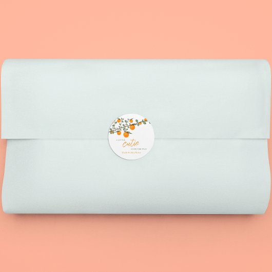 Kleine Süsse Orange Gender Neutral Baby Dusche Runder Aufkleber