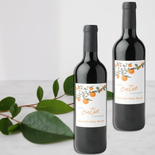 Kleine Süsse Orange Gender Neutral Baby Dusche Weinetikett