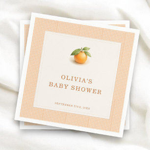 Kleine Süße Orange Gingham-Baby-Party Serviette