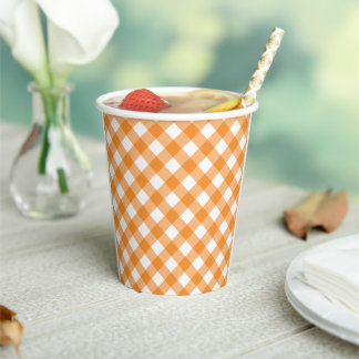 Kleine Süsse Orange Gingham Paper Cups Pappbecher