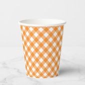 Kleine Süsse Orange Gingham Paper Cups Pappbecher (Vorderseite)