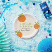 Kleine Süsse Orange Green Watercolor Babydusche Pappteller (Party)