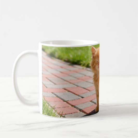 Kleine süße orange Katze Kaffeetasse (Links)