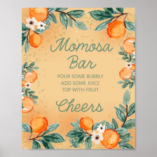 Kleine Süsse Orange Momosa Bar Poster (Vorne)
