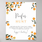 Kleine Süsse Orange Schnuller Hunt Baby Shower Gam Poster (Vorne)
