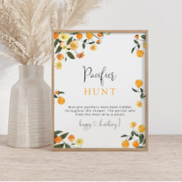 Kleine Süsse Orange Schnuller Hunt Baby Shower Gam Poster