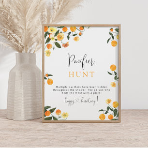 Kleine Süsse Orange Schnuller Hunt Baby Shower Gam Poster