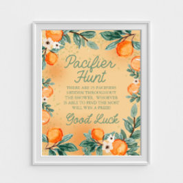 Kleine Süsse Orange Schnuller Hunt Baby Shower Gam Poster