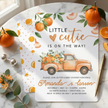 Kleine Süße Orange Vintage-Lieferwagen Baby Shower