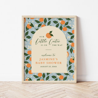 Kleine Süße Orange Zitrus Baby Shower Willkommen Poster