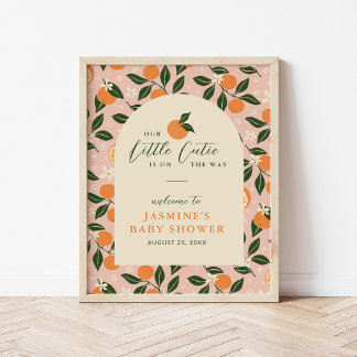 Kleine Süße Orange Zitrus Baby Shower Willkommen Poster