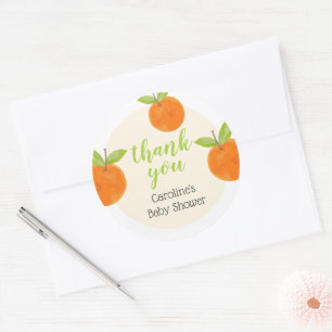 Kleine Süsse Orangen Babydusche Danke Runder Aufkleber