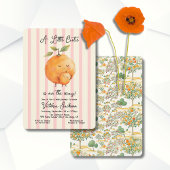 Kleine Süsse Orangen Babyduschturm Streifen Einladung