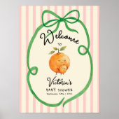Kleine Süsse Orangen Bow Baby Dusche Begrüßungszei Poster (Vorne)
