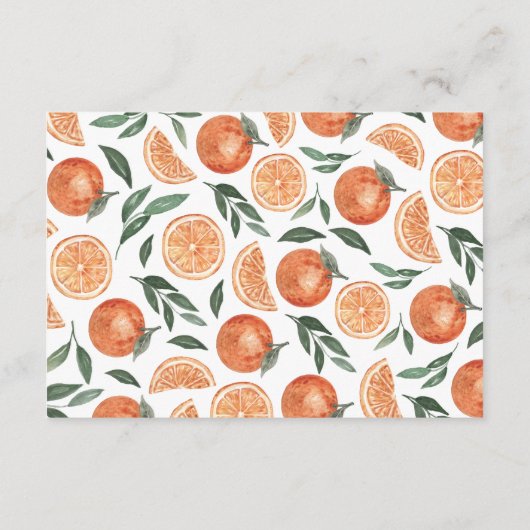 Kleine Süsse Orangen Bücher für Babydusche Begleitkarte (Rückseite)