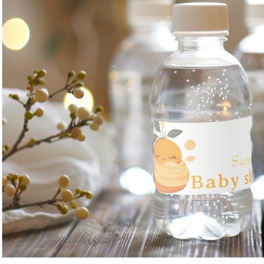Kleine Süsse Orangenbraun Babydusche Wasserflaschenetikett