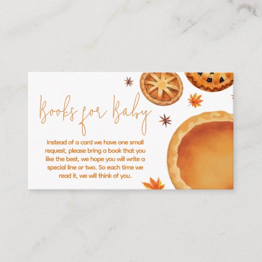 Kleine Süsse Pie Autumn Baby Shower Books for Baby Begleitkarte (Vorderseite)