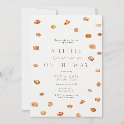 Kleine Süsse Pie Babydusche Einladung (Vorderseite)