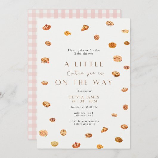 Kleine Süsse Pie Babydusche Einladung (Vorne/Hinten)