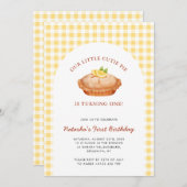 Kleine Süsse Pie Erntedank Herbst erster Geburtsta Einladung (Vorne/Hinten)