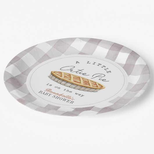 Kleine Süsse Pie Erntedank White Baby Dusche Pappteller (Schrägansicht)