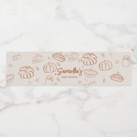 Kleine Süsse Pie Fall Babydusche Wasserflaschenetikett (Einzelnes Label)
