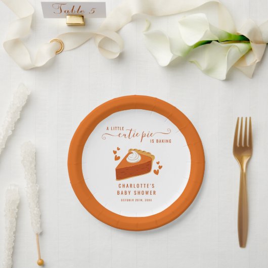 Kleine Süsse Pie Fall Stripes Pumpkin Baby Dusche Pappteller (Hochzeit)