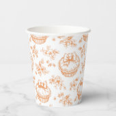 Kleine Süsse Pie Floral Toile de jouy Baby Dusche Pappbecher (Rückseite)