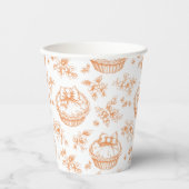 Kleine Süsse Pie Floral Toile de jouy Baby Dusche Pappbecher (Vorderseite)