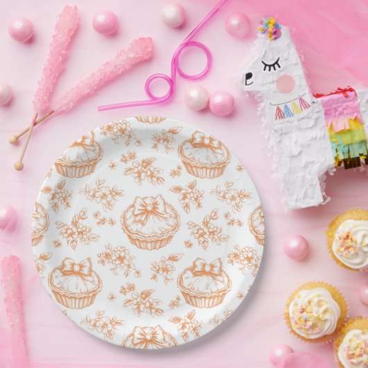 Kleine Süsse Pie Floral Toile de jouy Baby Dusche Pappteller (Party)